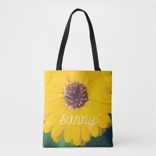 Bolsa Tote Flor amarela clara após chuva (Frente)