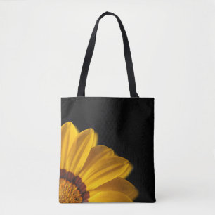 Bolsa Tote Flor amarela sobre fundo preto