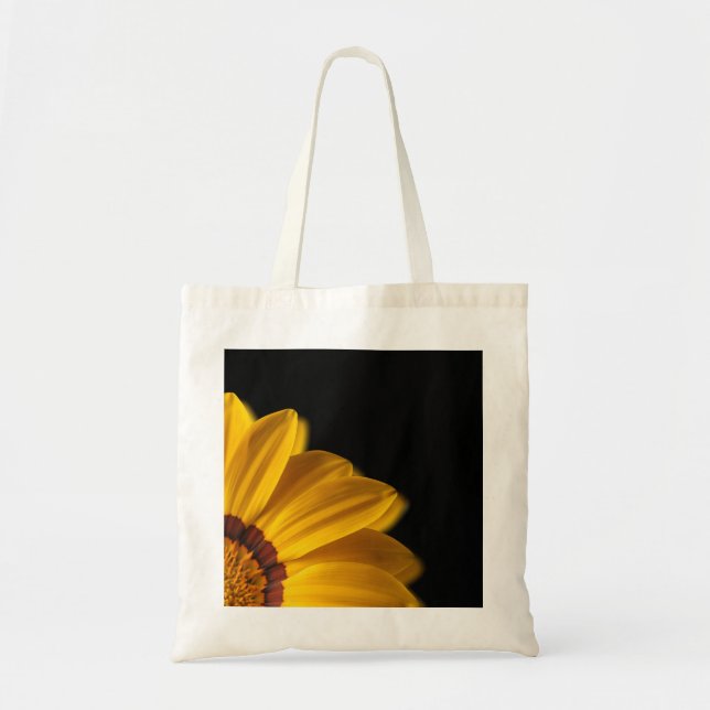 Bolsa Tote Flor amarela sobre fundo preto (Frente)