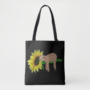 Bolsa Tote Flor Amarelo Amante de os animais Sonolento Girass
