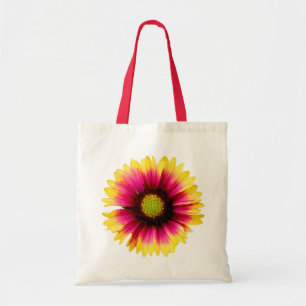 Bolsa Tote Flor Amarelo-Brilhante e Vermelho em Aberto
