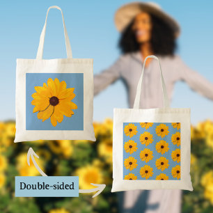 Bolsa Tote Flor Amarelo com Fundo Azul