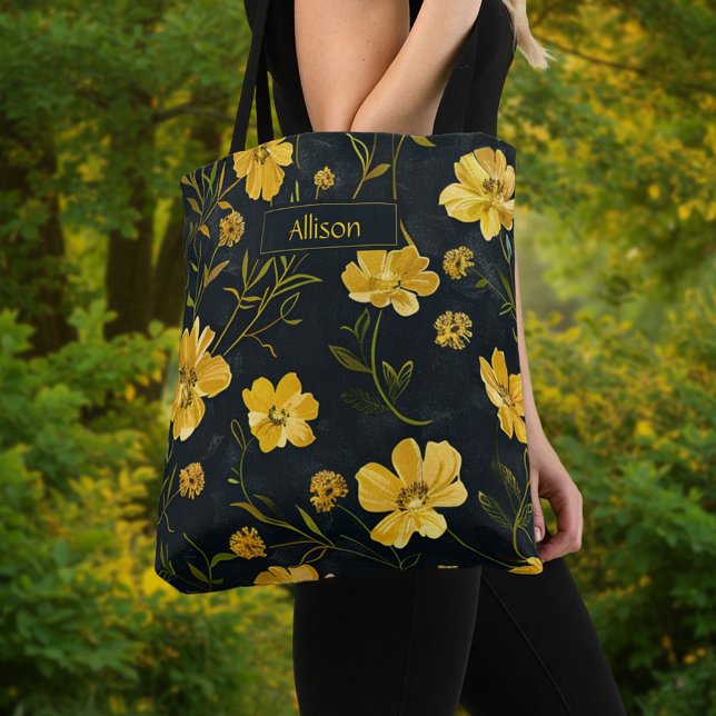 Bolsa Tote Flor Amarelo-Elegante (Criador carregado)