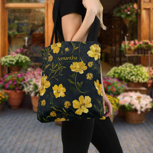Bolsa Tote Flor Amarelo-Elegante