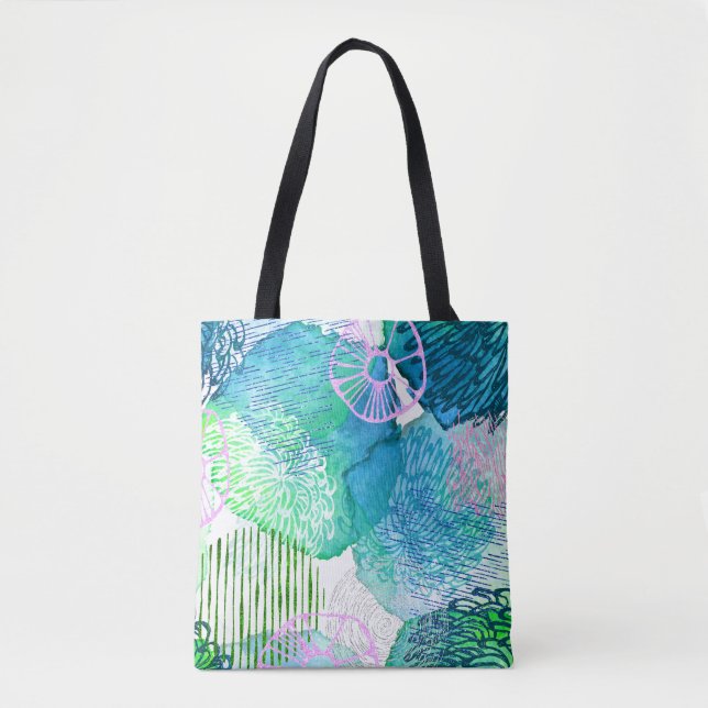 Bolsa Tote Flor aquarela abstrato floral moderno (Frente)