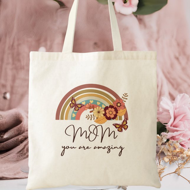 Bolsa Tote Flor Arco-Íris Moderna, MÃE Você É Incrível (Criador carregado)