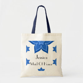 Bolsa Tote Flor Azul de Casamento de madrinha de casamento