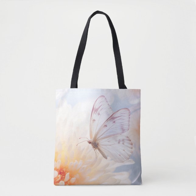 Bolsa Tote Flor-Borboleta Natureza Serena Tranquil (Frente)