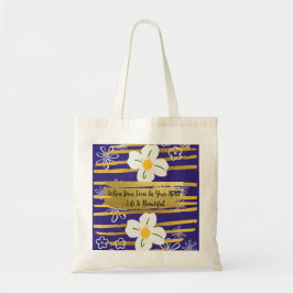 Bolsa Tote Flor branca e Dourada