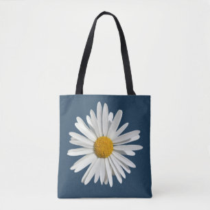 Bolsa Tote Flor Branco Daisy - Azul de Moda Trendy
