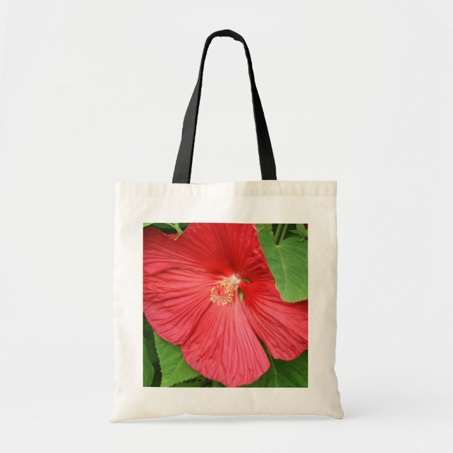 Bolsa Tote Flor Brilhante Magenta Hibiscus Floral (Frente)
