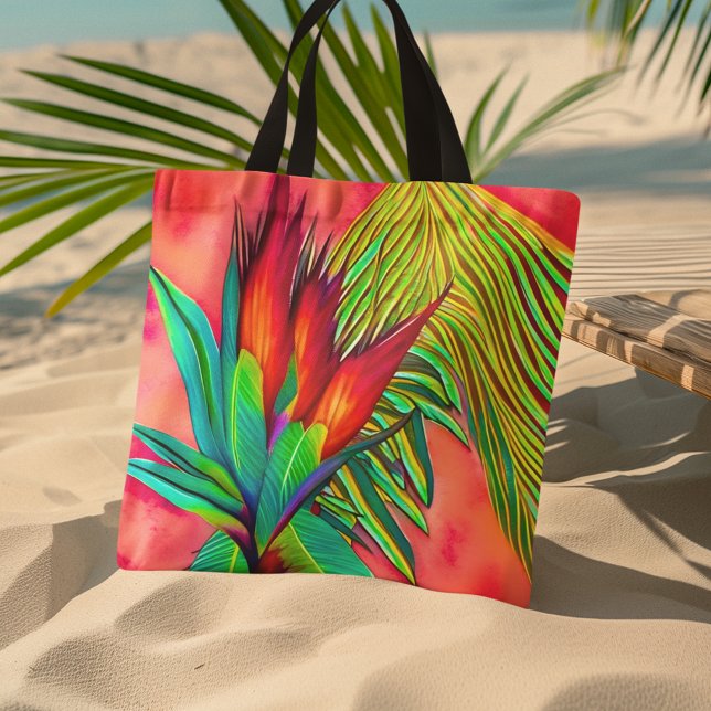 Bolsa Tote Flor Colorida do Paraíso (This beautiful Bird of Paradise beach bag is perfect for a day of fun in the sun.)