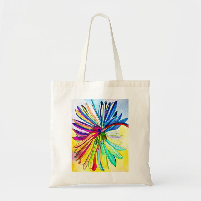 Bolsa Tote Flor colorida Rainbow gerbera (Frente)