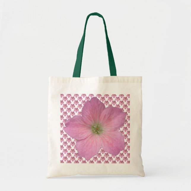 Bolsa Tote Flor cor-de-rosa romântica do gerânio (Frente)