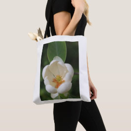 Bolsa Tote flor da magnólia branca fotográfica -