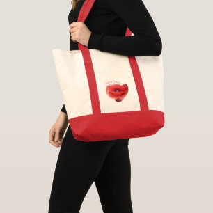 Bolsa Tote Flor da papoila. Texto engraçado