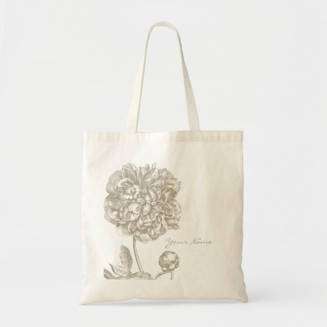 Bolsa Tote Flor da peônia botânica (Frente)