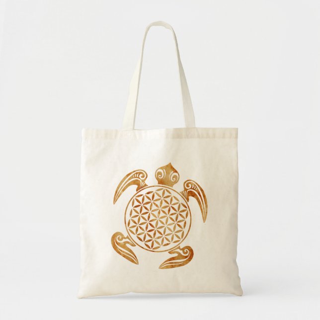 Bolsa Tote Flor da Vida / Blume des Lebens - pedra-tartaruga (Frente)
