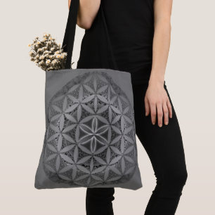 Bolsa Tote Flor da Vida das Cinzas Mandala