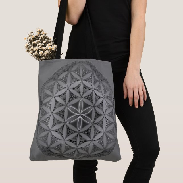 Bolsa Tote Flor da Vida das Cinzas Mandala (Close Up)