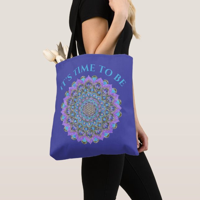 Bolsa Tote Flor Da Vida - Estilo De Mandala Índia 2 (Close Up)