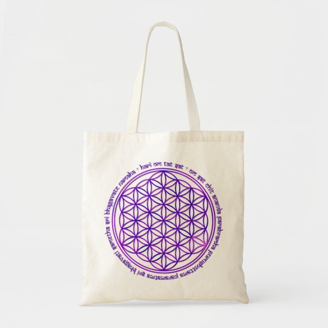 Bolsa Tote Flor Da Vida - Moola Mantra - Violeta (Frente)