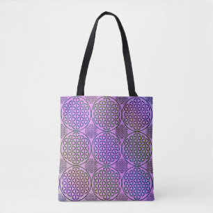 Bolsa Tote Flor da Vida - padrão de borrão de carimbo 3