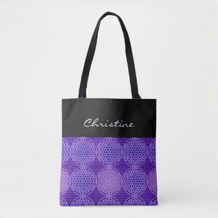 Bolsa Tote Flor da vida - padrão do selo - roxo