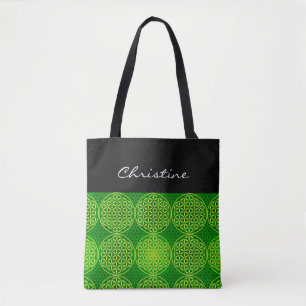 Bolsa Tote Flor da vida - padrão do selo - verde