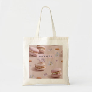 Bolsa Tote Flor de Amêndoa de Macaron de Pastel Cuja Folha fo