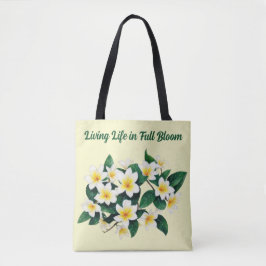 Bolsa Tote Flor de Aquarela Branca Frangipani