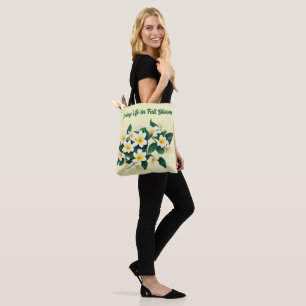 Bolsa Tote Flor de Aquarela Branca Frangipani
