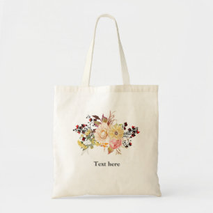 Bolsa Tote Flor de Aquarela Romântica, floral boêmico