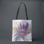 Bolsa Tote Flor de Arte Abstrato, Enérgica e Colorida<br><div class="desc">Uma flor de fantasia multicolor e poderosa,  Design de Arte Fractal floral única para a sua bolsa de ombro e muito mais.</div>
