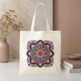 Bolsa Tote Flor de Arte Folclórica Boho