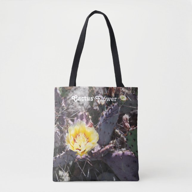 Bolsa Tote Flor de cacto amarela (Frente)