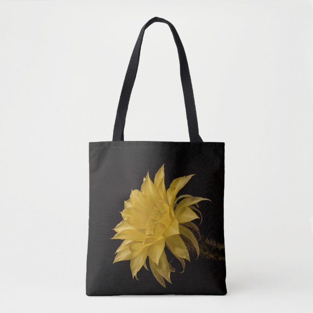 Bolsa Tote Flor de cacto amarelo em floração (Frente)