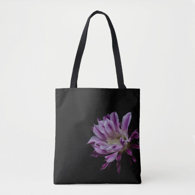 Bolsa Tote Flor de cacto roxo e branco (Frente)