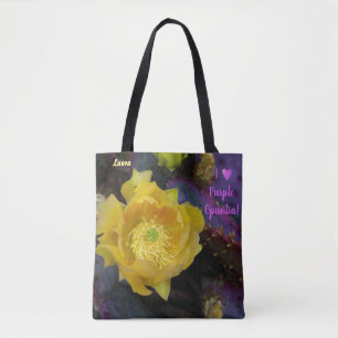 Bolsa Tote Flor de Cactus Amarelo / Pera Roxa / AZ /