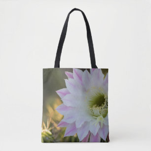 Bolsa Tote Flor de cactus púrpura e branca