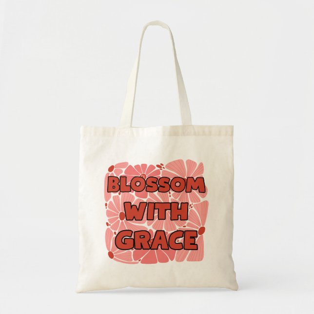 Bolsa Tote flor de campo rosa floresce com graça (Frente)