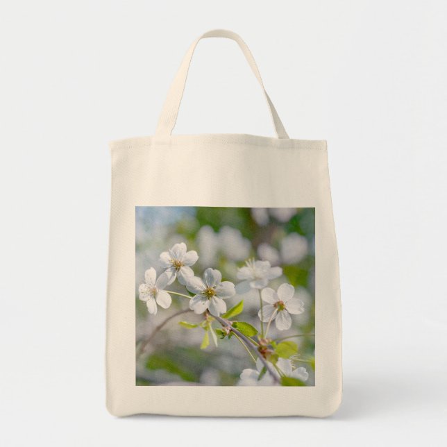 Bolsa Tote Flor de Cereja Branca (Frente)