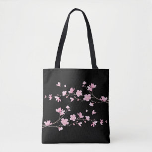 Bolsa Tote Flor de Cereja - Preto