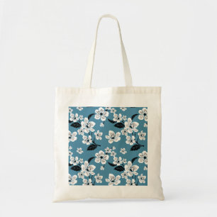 BOLSA TOTE FLOR DE CEREJEIRA - SAKURA (AZUL FUMAÇA)