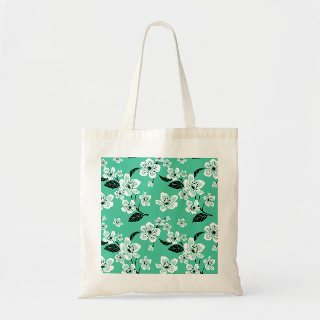 BOLSA TOTE FLOR DE CEREJEIRA - SAKURA (MINT) (Frente)