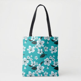 BOLSA TOTE FLOR DE CEREJEIRA - SAKURA (TURQUESA)