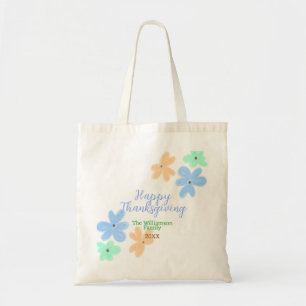 Bolsa Tote Flor de cor verde-laranja-azul invernoObrigado