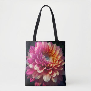 Bolsa Tote Flor de Dalia Branca Laranja Amarela Rosa Roxa Azu