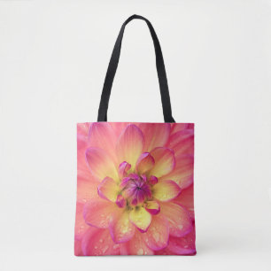 Bolsa Tote Flor de dália rosa coral