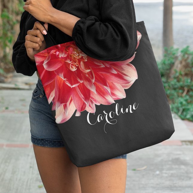 Bolsa Tote Flor de Dália Rosa Personalizada (Criador carregado)
